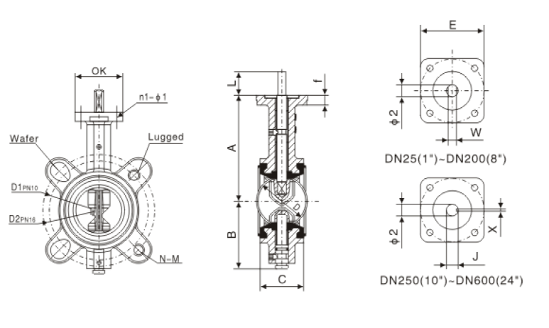 marine ed series wafer butterfly valve