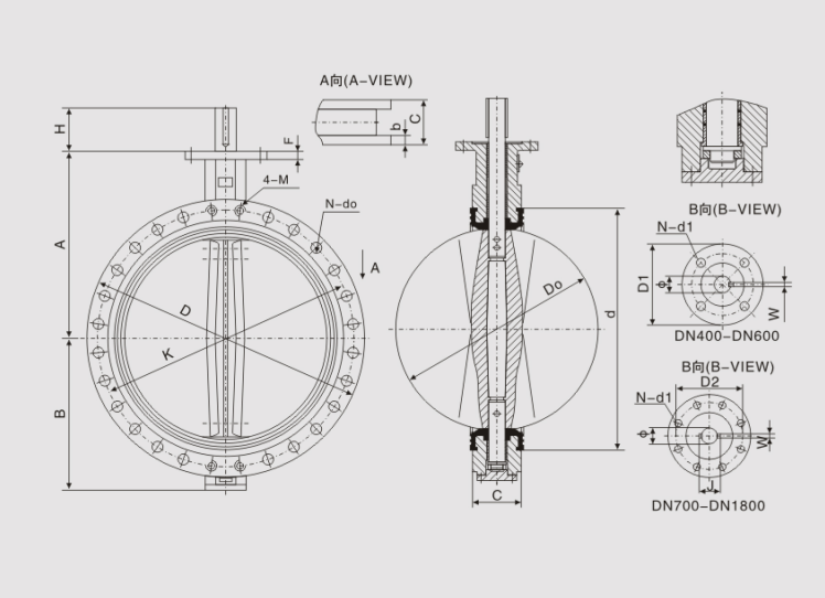 marine type u double flange soft sleeve butterfly valve