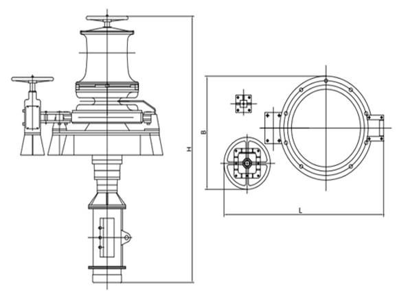 marine hydraulic anchor capstan drawing